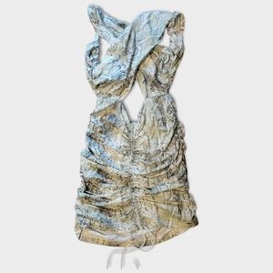 Snakeskin Print Crisscross Cutout Ruched Dress